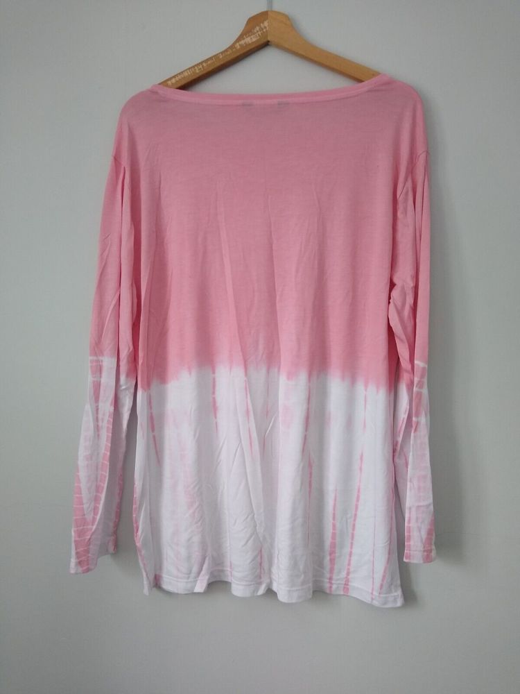M&S Collection Pink & White Long Sleeve Pre-Loved Top Size 14 - Picture 2 of 5